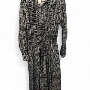 MaxMara Black and White Geometric Long Sleeve Dress